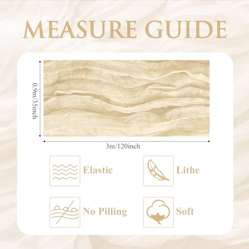 Cheesecloth Table Runner 10FT Beige Boho Gauze Rustic Sheer Runners - color: Beige, size: 1 Pack