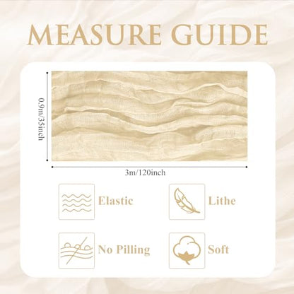 Cheesecloth Table Runner 10FT Beige Boho Gauze Rustic Sheer Runners - color: Beige, size: 1 Pack