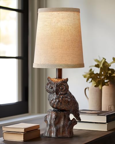 Small Table Lamp for Bedroom, 14.25" Farmhouse Resin Brown Nightstand Lamp - color: ‏‏‎ ‎‏‏‎ ‎Brown