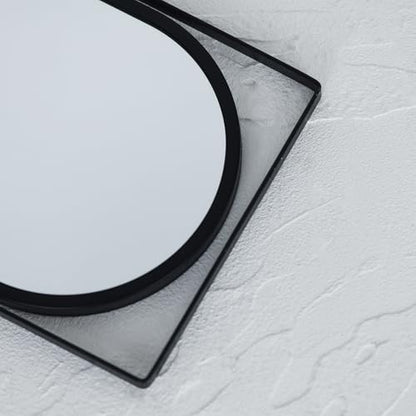 Tstarer Oval Vanity Mirror with Stand,Metal Frame (Black, 7.1 x 11 inches) - color: Black, size: 11"L x 7.1"W