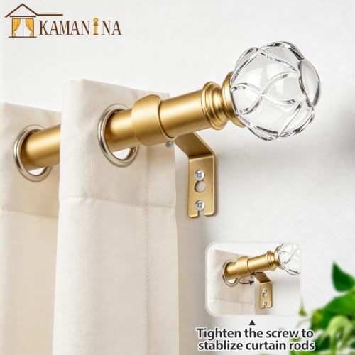 KAMANINA Gold Curtain Rods for Windows 48-84 Inches Heavy Duty Drapery Rod - color: Gold, size: 48-84"