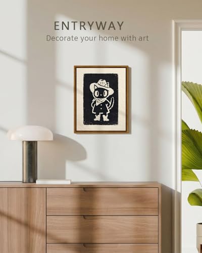 VIYYIEA Halloween Black Cat Wall Art Animal Painting 8x10 Inch - color: Cowboy Cat, size: 10"L x 8"W