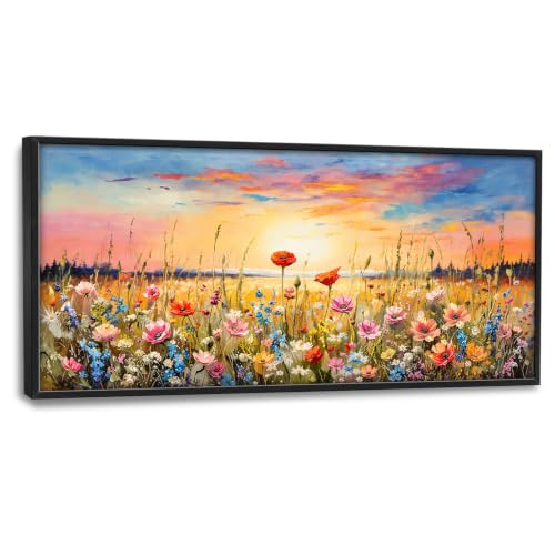 Voxlyra Framed Colorful Florals Wall Art Decor for Living Room 60'' × 30'' - color: Flowers