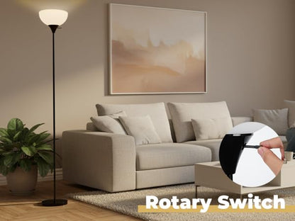 LALISU Floor Lamp, Standing Lamps with White Plastic Shade, Led Floor Lamp - color: ALL Black