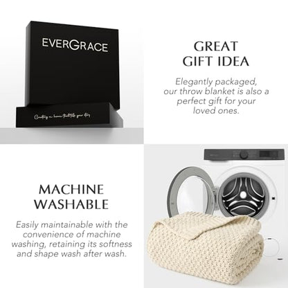 EVERGRACEHOME Chunky Chenille Knit Throw Blanket, 50 x 60, Beige - color: Beige, size: 50" X 60"