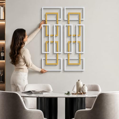 JFUJFU Minimalist Geometric Metal Wall Art Set of 2 for Home & Office - color: Silver