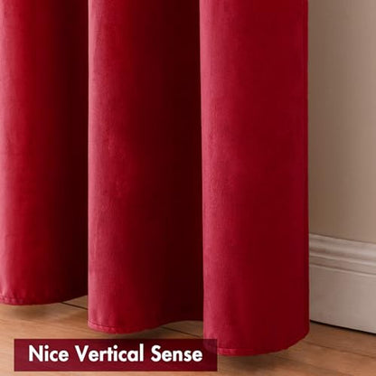 MIULEE Red Blackout Velvet Curtains Drapes 72 Inch Long 52"x72" Bedroom - color: Red, size: 52"W x 72"L (Pack of 2)