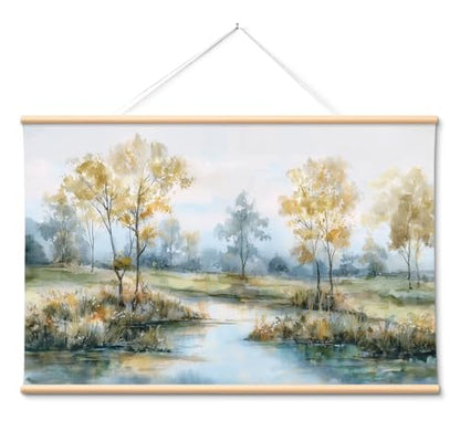VIYYIEA Extra Large Canvas Wall Art - Watercolor River Landscape, 36x54 - color: Watercolor Marshland