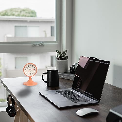 3" Round Quartz Analog Metal Alarm Clock Silent Non Ticking Desk Clock - color: Orange