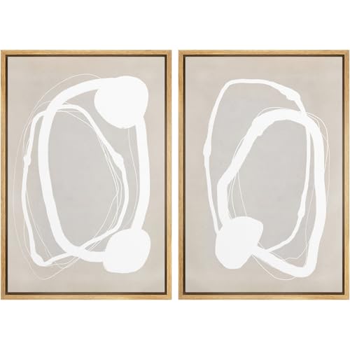 SIGNWIN Framed Canvas Print Wall Art Set Pastel Tan Circle Ring Collage Abstract Shapes Cozy Neutral Modern Art Decorative Nordic Multicolor for Living Room, Bedroom, Office - 16"x24"x2 Natural - color: A16-2204-m36, size: 16"x24"x2 Panels Natural