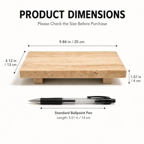 Travertine Vanity Riser for Soap & Perfume 9.84 in - color: Beige Travertine-9.84 in