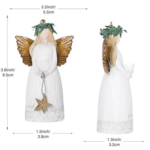EnrichFun 2026 Figurines Christmas Decorations Resin Décor for Tree Hanging Ornament, Holiday Winter Indoor Home Table Decor Xmas Gifts, Angel 2-Pack, 3.8 in - color: Angel