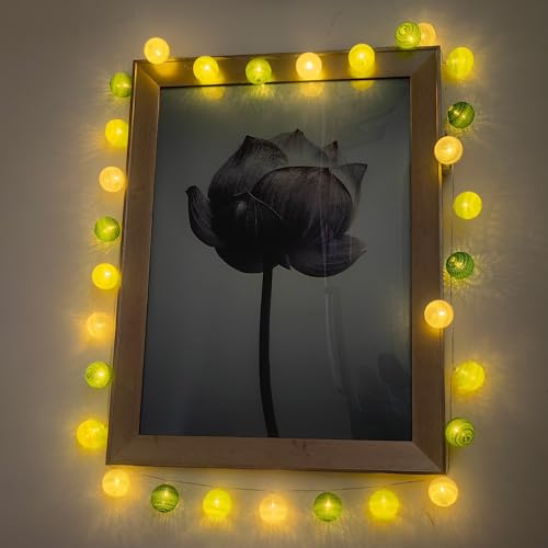 3M/10Ft 30 Green White Ball LED Battery Operated String Fairy Light - color: Green
