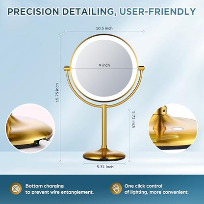 Brass Lighted Makeup Mirror