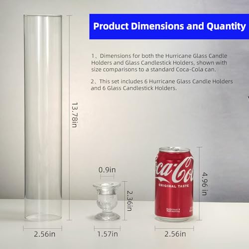 12 Pack Clear Glass Hurricane Candle Holders 14 Inch Tall