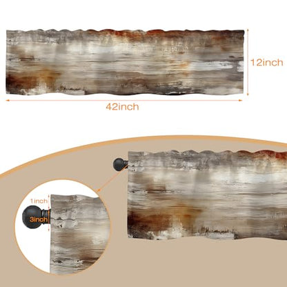 Abstract Wooden Planks Texture Semi Sheer Valances - 42"x12" for Kitchen Bedroom Windows - color: Abstract Wooden Planks Texture, size: 12"W x 42"L (Pack of 1)