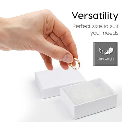 BULK PARADISE 6 Pack Cotton Fill White Cardboard Paper Jewelry Box Gift Size 3.08 x 2.28 x 1.1 Inches Perfect for Small Gifts - color: White