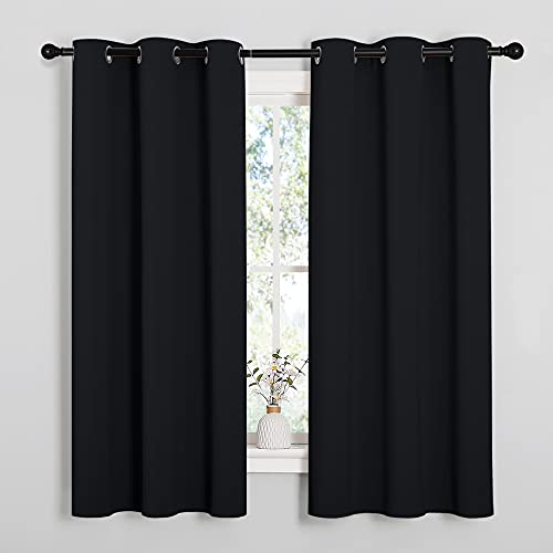 NICETOWN Black Blackout Curtains for Cafe 42" Wide x 48" Long 2 Panels - color: Black, size: 42"W x 48"L (Pack of 2)