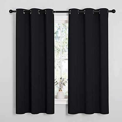 NICETOWN Black Blackout Curtains for Bedroom 42" Wide x 63" Long 2 Panels - color: Black, size: 42"W x 63"L (Pack of 2)