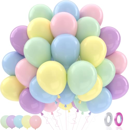 Patimate Pastel Balloons Set 50 pcs 12 inch Macaron Latex Balloons Kit - color: Pastel