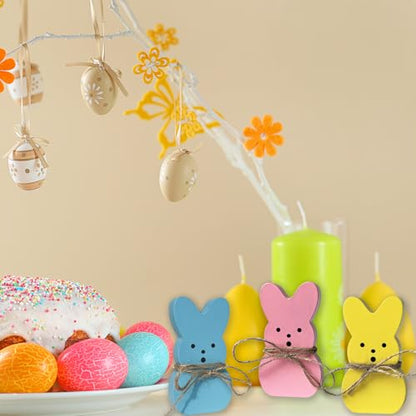 Easter Decorations 7PCS Wood Bunny Eggs Spring Decor Signs for Home, Wooden Rabbit Freestanding Cute Table Centerpieces Tiered Tray Decoration for Office Tabletop Mantel Shelf Party Supplies