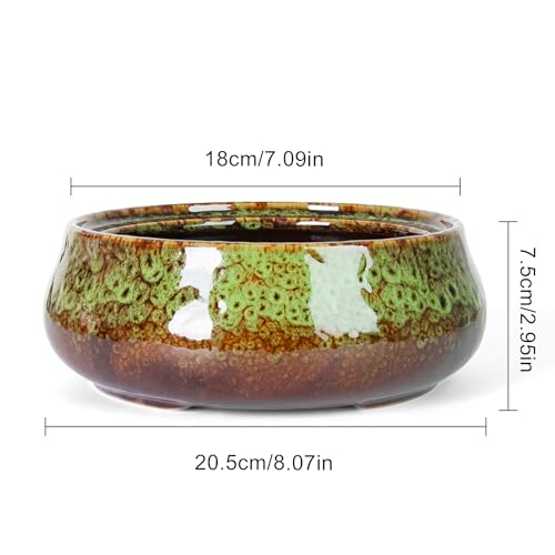 ARTKETTY Succulent Pots, 8 Inch Large Plant Pots with Drainage - color: Green
