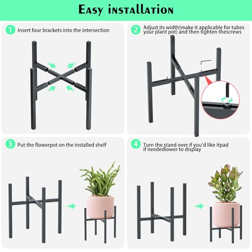 Urban Deco 1PK Adjustable Metal Plant Stand, Fits 8-14 Inch Pots, Black - size: 8-14inch 1PK