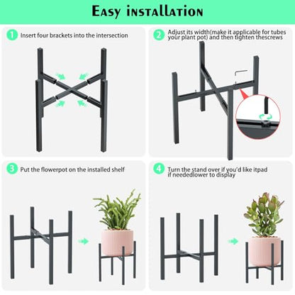 Urban Deco 1PK Adjustable Metal Plant Stand, Fits 8-14 Inch Pots, Black - size: 8-14inch 1PK