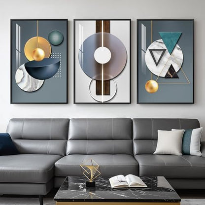 Large Framed Modern Wall Art for Living Room, 3 Piece 24x36 In - color: Geometric Melody, size: 24" W x 36" H x 3 pieces