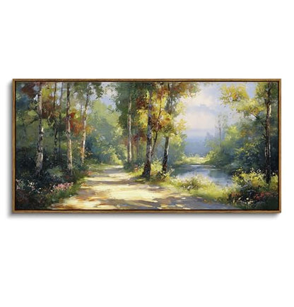 ARPEOTCY Large Landscape Wall Art,Nature Birch Tree Path Painting 20×40 in - color: Birch Tree Path, size: 40"L x 20"W
