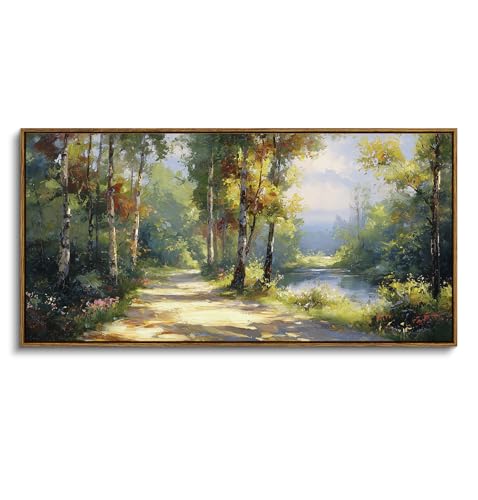 ARPEOTCY Large Landscape Wall Art,Nature Birch Tree Path Painting 20×40 in - color: Birch Tree Path, size: 40"L x 20"W
