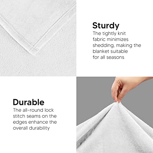Utopia Bedding Soft Fleece Bed Blanket Throw XL Size White (50x70 Inch) - color: White, size: Throw XL (50x70 Inch)
