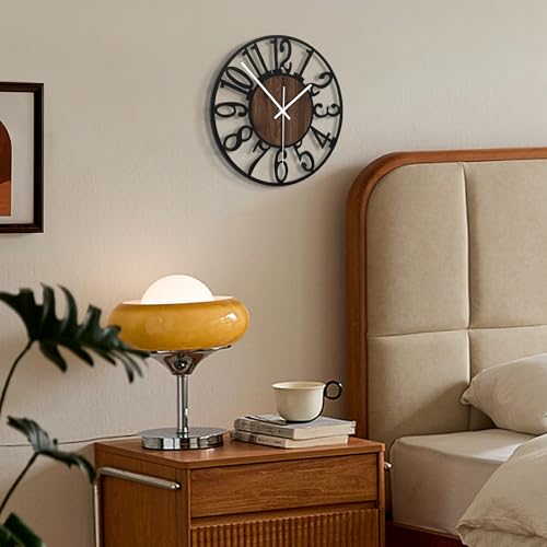 Maxstar 10" Silent Wall Clock – Battery Operated, Rustic Metal & Wood - color: Brown, size: 10 Inch