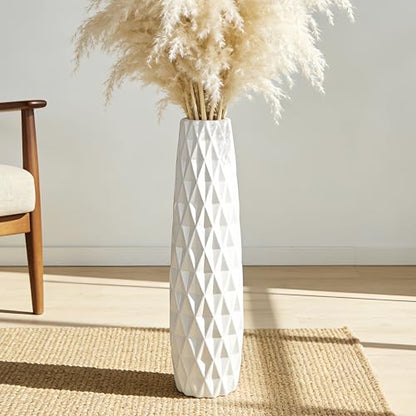 White Tall Ceramic Floor Vase, 24 Inch, Textured Design - color: Shape 2, size: 24 Inch