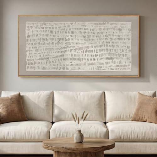 Large Framed Beige Abstract Wall Art for Living Room, Horizontal 60x30 In - color: Beige A, size: 60"L x 30"W