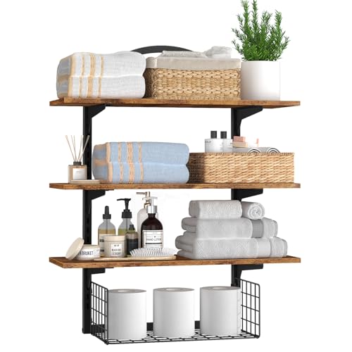 Floating Shelves Bathroom with Storage Basket,Decorative Wall Shelf - size: Arched