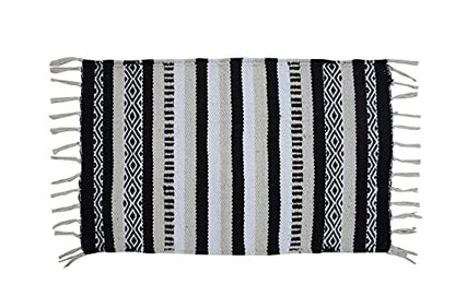 CHARDIN HOME Black, Cream, White Boho Placemats (Set of 4) | Cotton Farmhouse Placemats 13x19 Inches| Machine Washable, Durable and Easy to Combine - color: Ivory-black, size: 13x19 Inch.