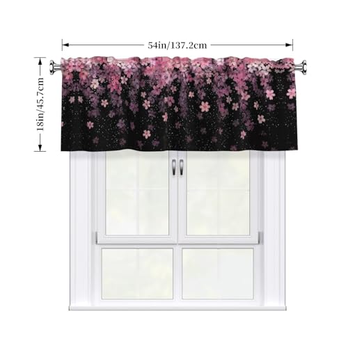 Cherry Blossom Curtain Valance 54x18 Inches Window Treatment Rod Pocket Valance for Kitchen Bathroom Bedroom - color: Cherry Blossom
