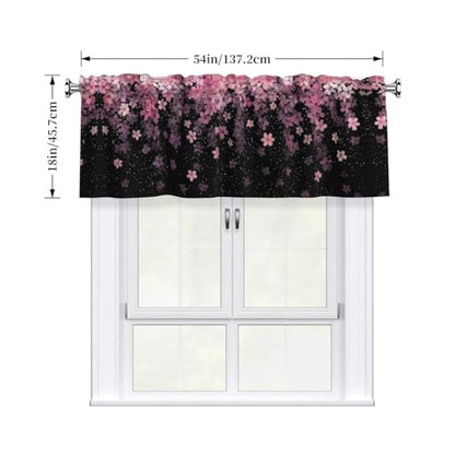 Cherry Blossom Curtain Valance 54x18 Inches Window Treatment Rod Pocket Valance for Kitchen Bathroom Bedroom - color: Cherry Blossom