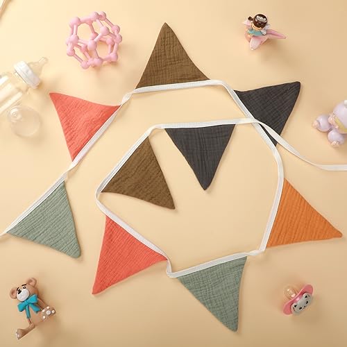 Oudain 2 Pcs Pennant Banner Flags Nursery Garland Triangle, Rustic Color - color: Rustic Color