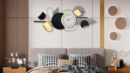 Modern Large Wall Clock Decorative Metal Art for Living Room