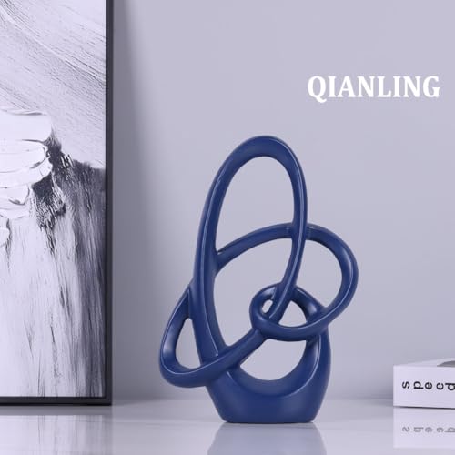 QIANLING Blue Knot Statue Decor - Modern Sculptures Home Decor, Resin Abstract Decor Art Accent,Blue Centerpieces for Living Room, Bedroom, Bathroom, Office, Shelf, Mantel - Wedding, Coffee Table - color: Blue