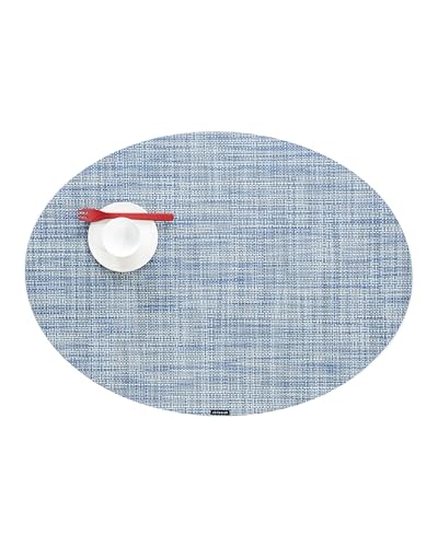Chilewich Mini Basketweave Placemats, Woven Oval Placemats Set of 4 - color: Chambray, size: 14"x19.25"