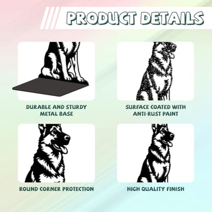 Peacoblue 5.3"x4.3"x7.9" Metal Bookends, Heavy Duty Book Ends for Shelves - style: German Shepherd