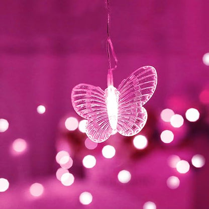 Butterfly Curtain Lights, 13ft 96 LED USB Window Fairy Lights 16 Butterflies 8 Modes Firefly Twinkle Timer String Lights with Remote for Room Bedroom Wall Ceiling Party Wedding Christmas - color: Pink, size: 13ft