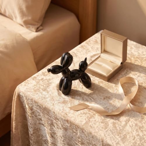 Ceramic Balloon Dog Statue 4.3" Art Decor Sculpture (Black) - color: Black