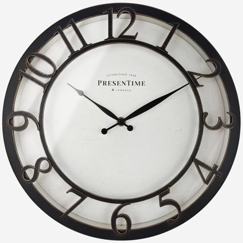 Presentime 13" Farmhouse Series Wall Clock - color: Oil Rubbed Bronze / Antique White, size: 13 inch