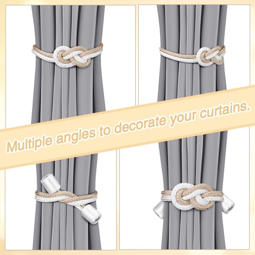 Queekay 2 Pcs Magnetic Curtain Tiebacks, 2 Style Holders, Beige,White - color: Beige, White