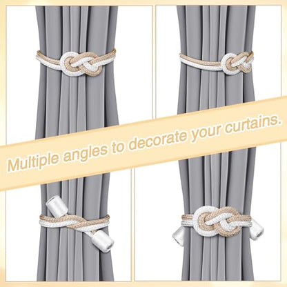 Queekay 2 Pcs Magnetic Curtain Tiebacks, 2 Style Holders, Beige,White - color: Beige, White