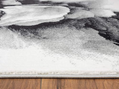 Abani Arto Collection ART170A Contemporary 3D Geometric Area Rug - color: Black, White, size: 8'11" x 12'